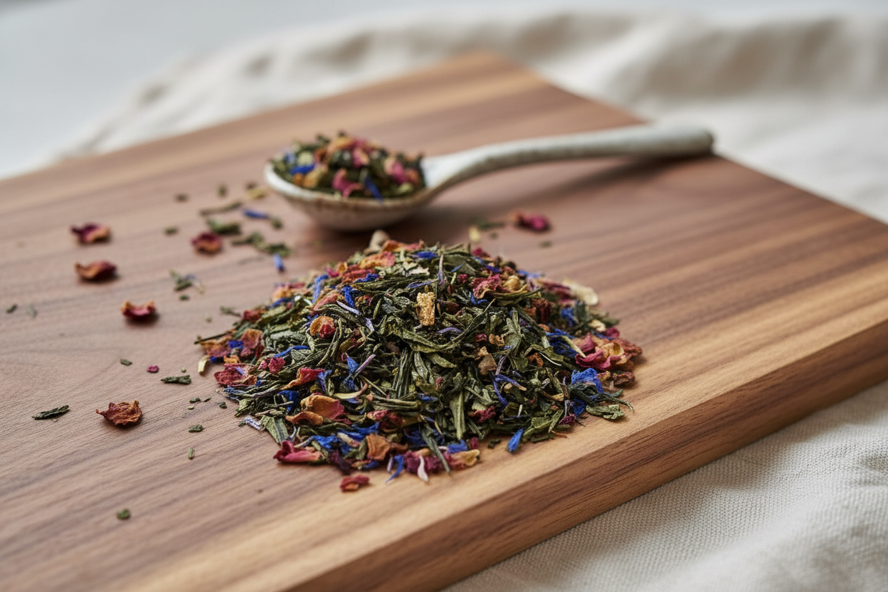 Floral Green tea blend with Japandi styling