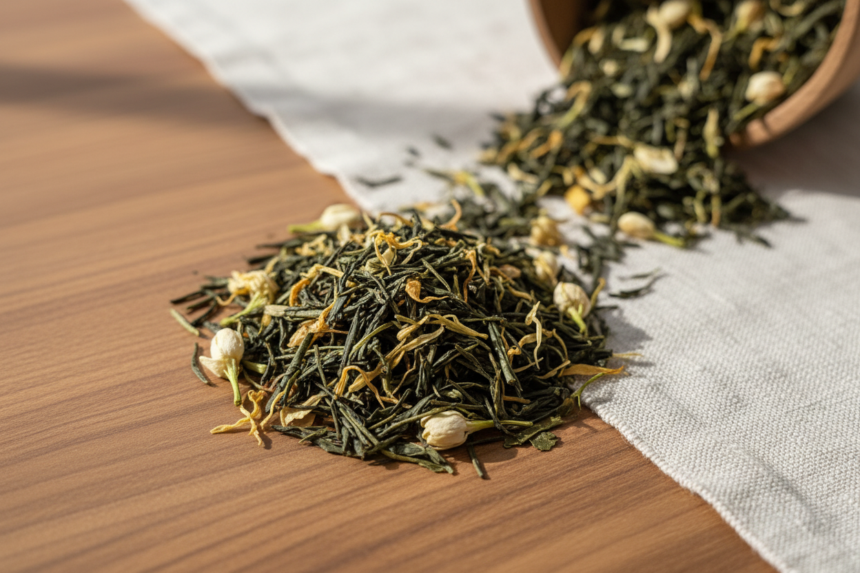 Jasmine Flower Green Tea blend with Japandi styling - new variation